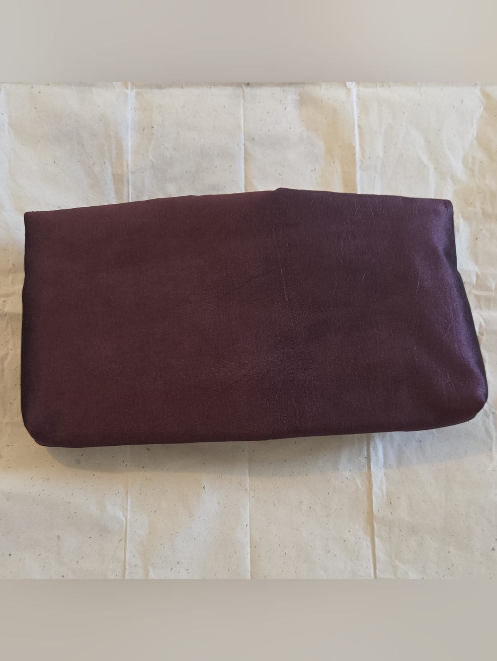 Elegant Plum Handmade Silk Floral Clutch with Beaded Center - Picture 2 of 7